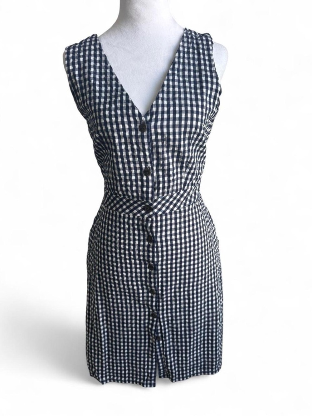 J. Crew Black & White Gingham Button-Front Midi Dress - Picture 2 of 7
